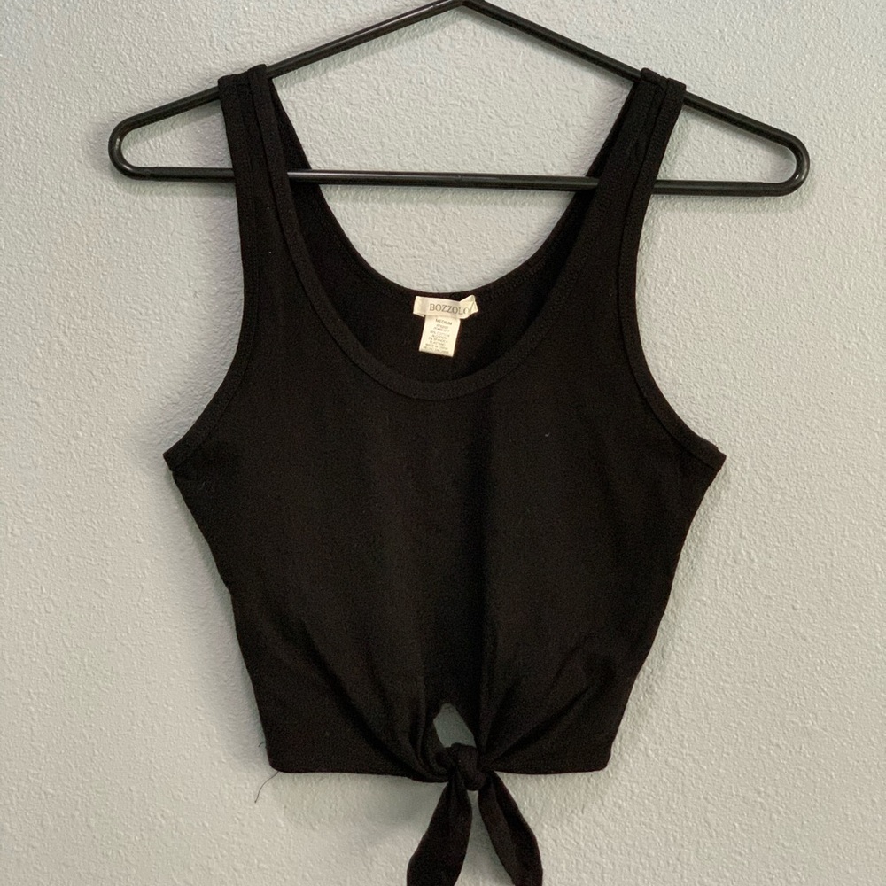 Black Tank Top with Bow Detail